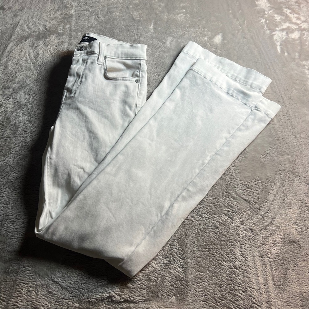 7 For All Mankind Women's 24 Dojo Flare Jeans White Wide Leg Trouser